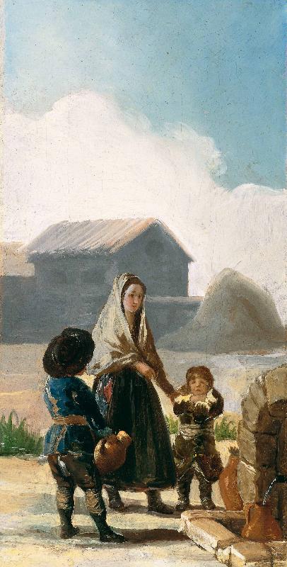 Francisco de Goya A woman and two children by a fountain Sweden oil painting art
